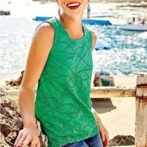 Cabi Gemma sleeveless lace pattern tank top